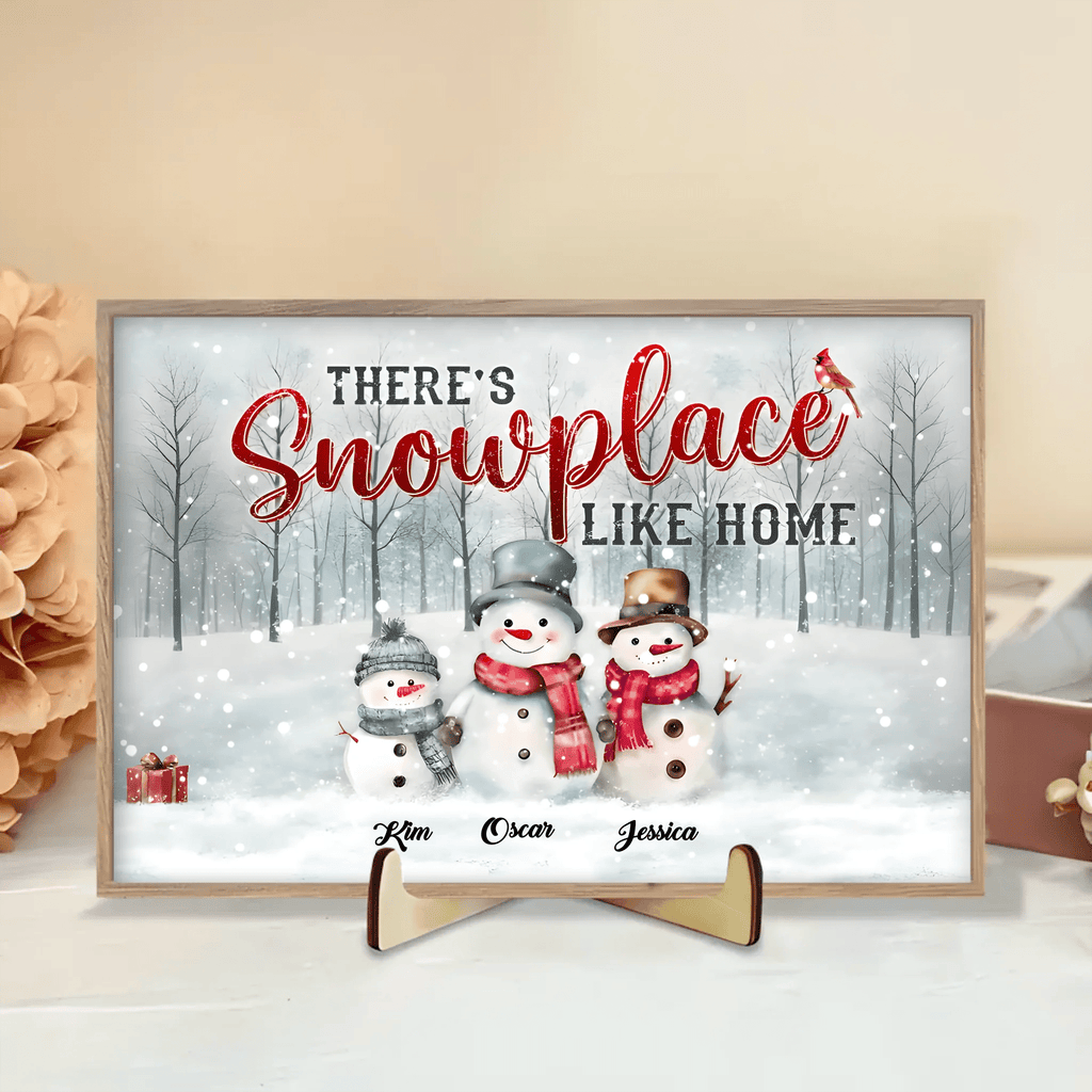 Family Christmas Gifts Snowmen Christmas Art Personalized Wooden Plaque 731675 - DiyGiftly