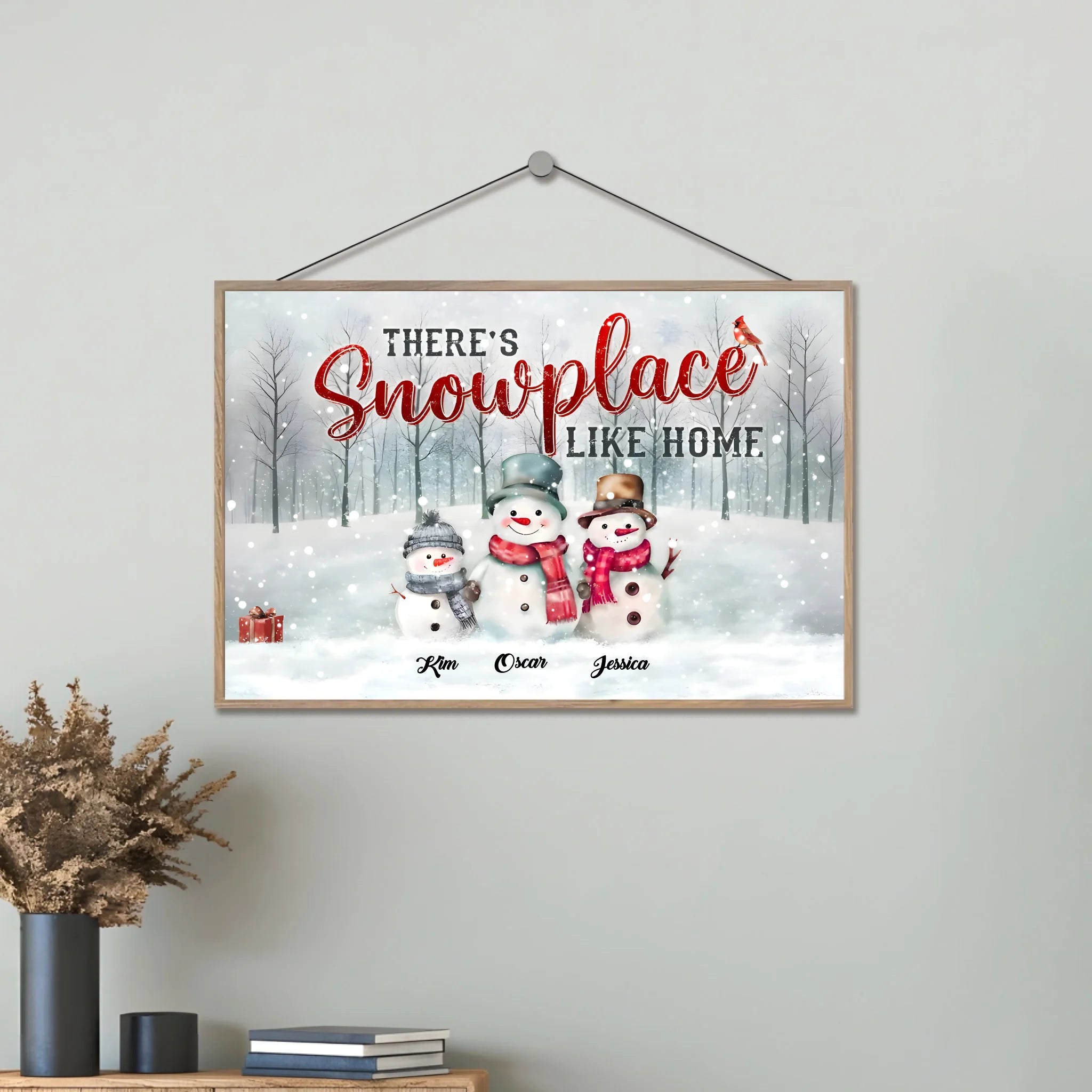 Family Christmas Gifts Snowmen Christmas Art Personalized Wooden Plaque 731675 - DiyGiftly