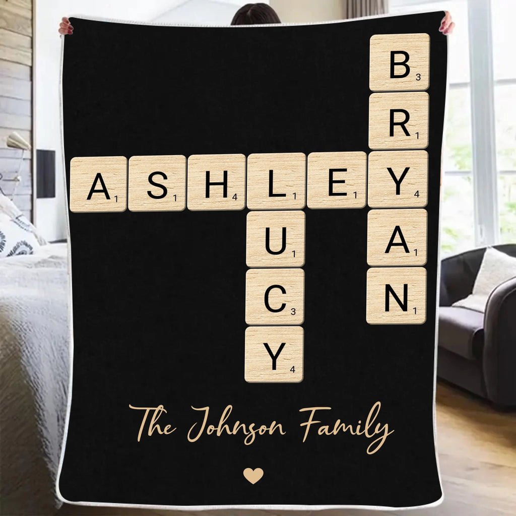 Family Crossword Art - Created In A Moment, Treasured Forever Personalized Blanket 715567 - M - DiyGiftly