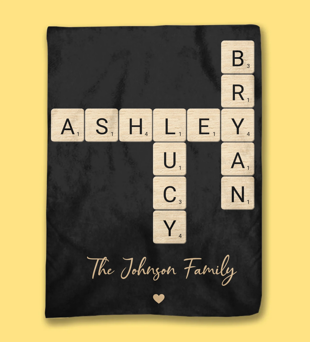 Family Crossword Art - Created In A Moment, Treasured Forever Personalized Blanket 715567 - M - DiyGiftly