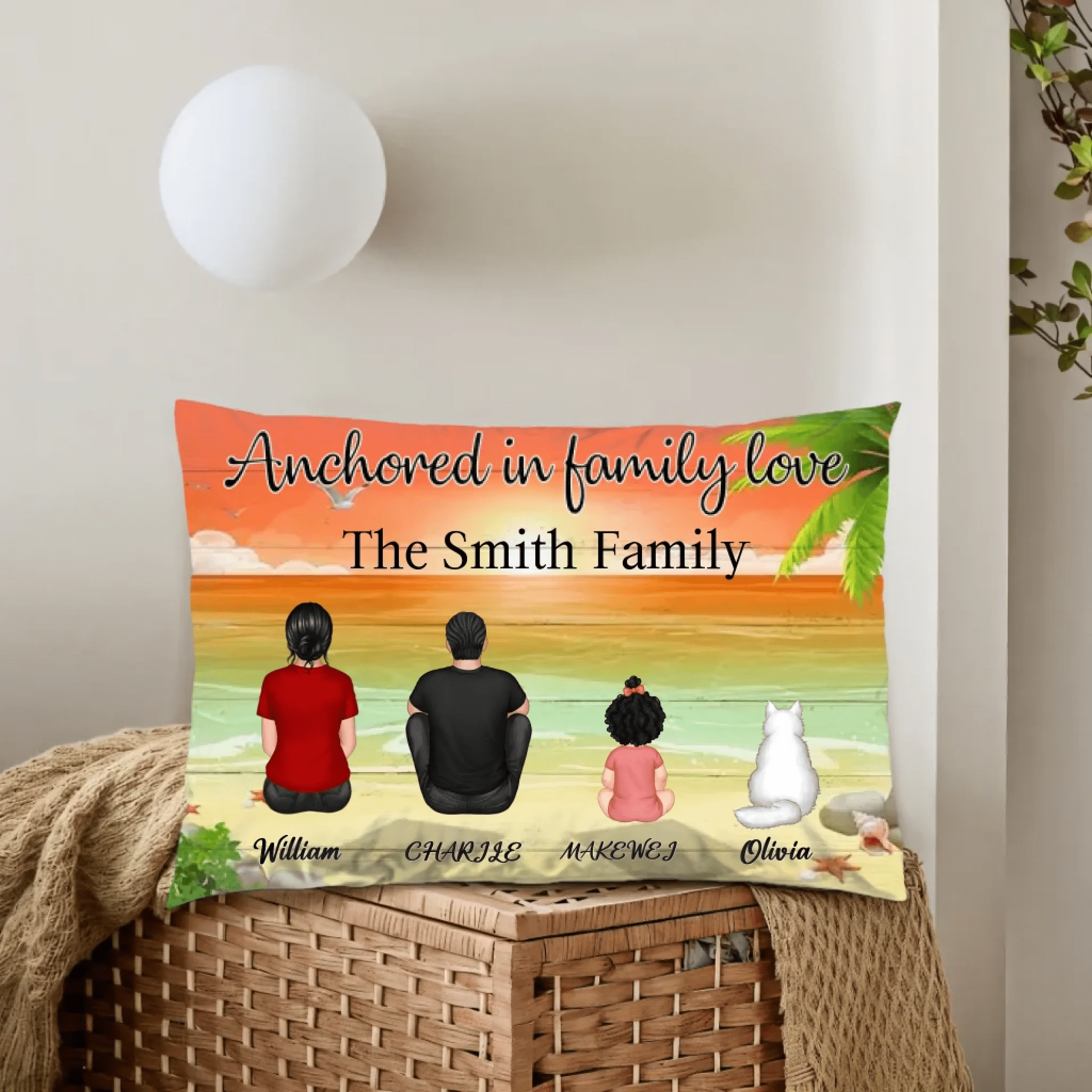 Family Forever Beach Design - Personalized Pillow 714449 - B - DiyGiftly