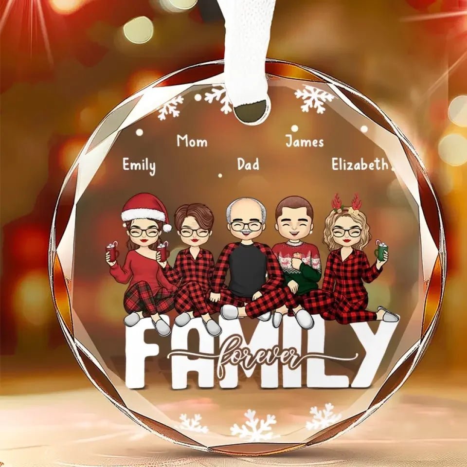 Family Forever - Family Personalized Custom Circle Glass Ornament - Gift For Family Members 689211 - DiyGiftly