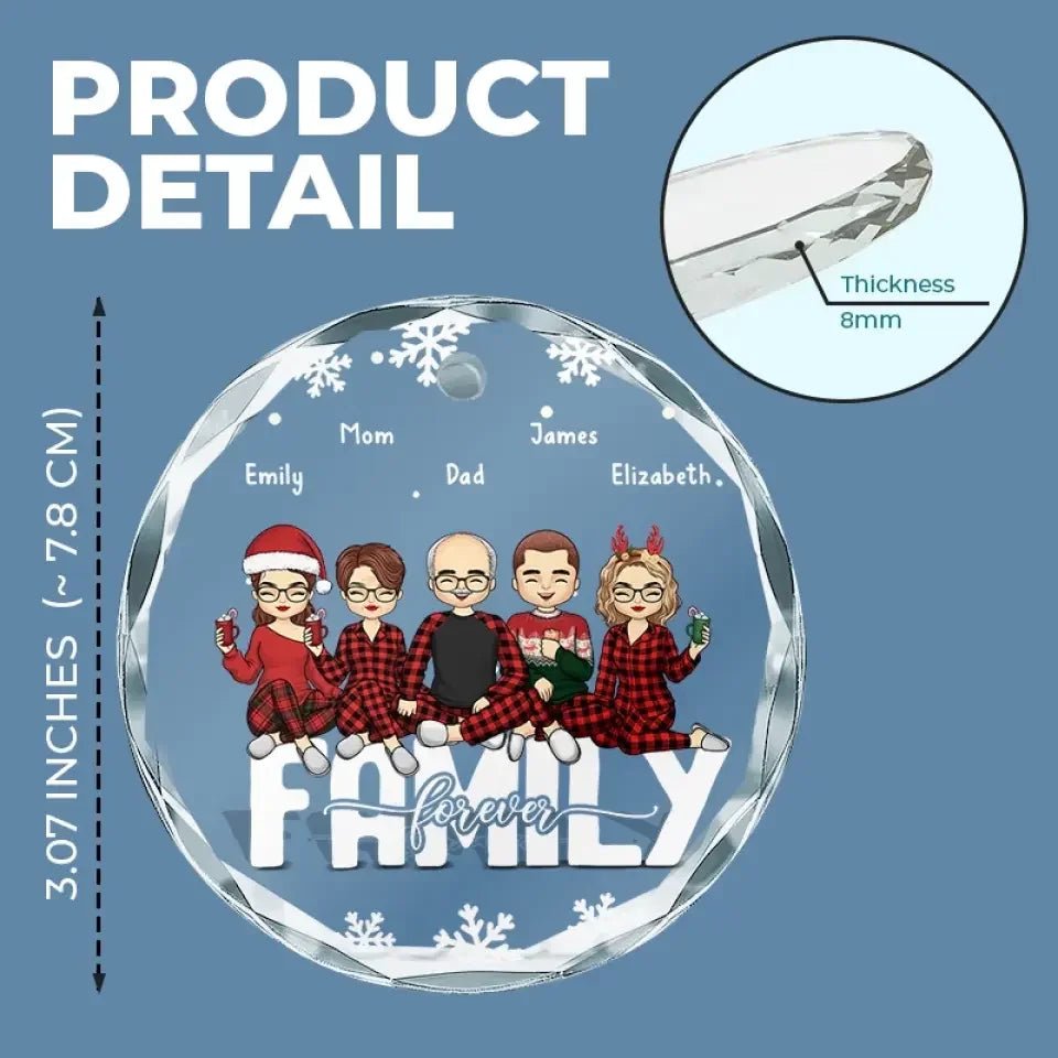 Family Forever - Family Personalized Custom Circle Glass Ornament - Gift For Family Members 689211 - DiyGiftly