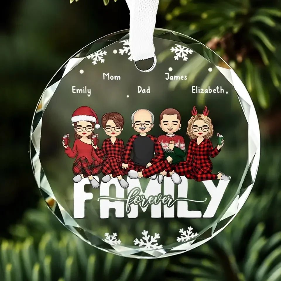 Family Forever - Family Personalized Custom Circle Glass Ornament - Gift For Family Members 689211 - DiyGiftly