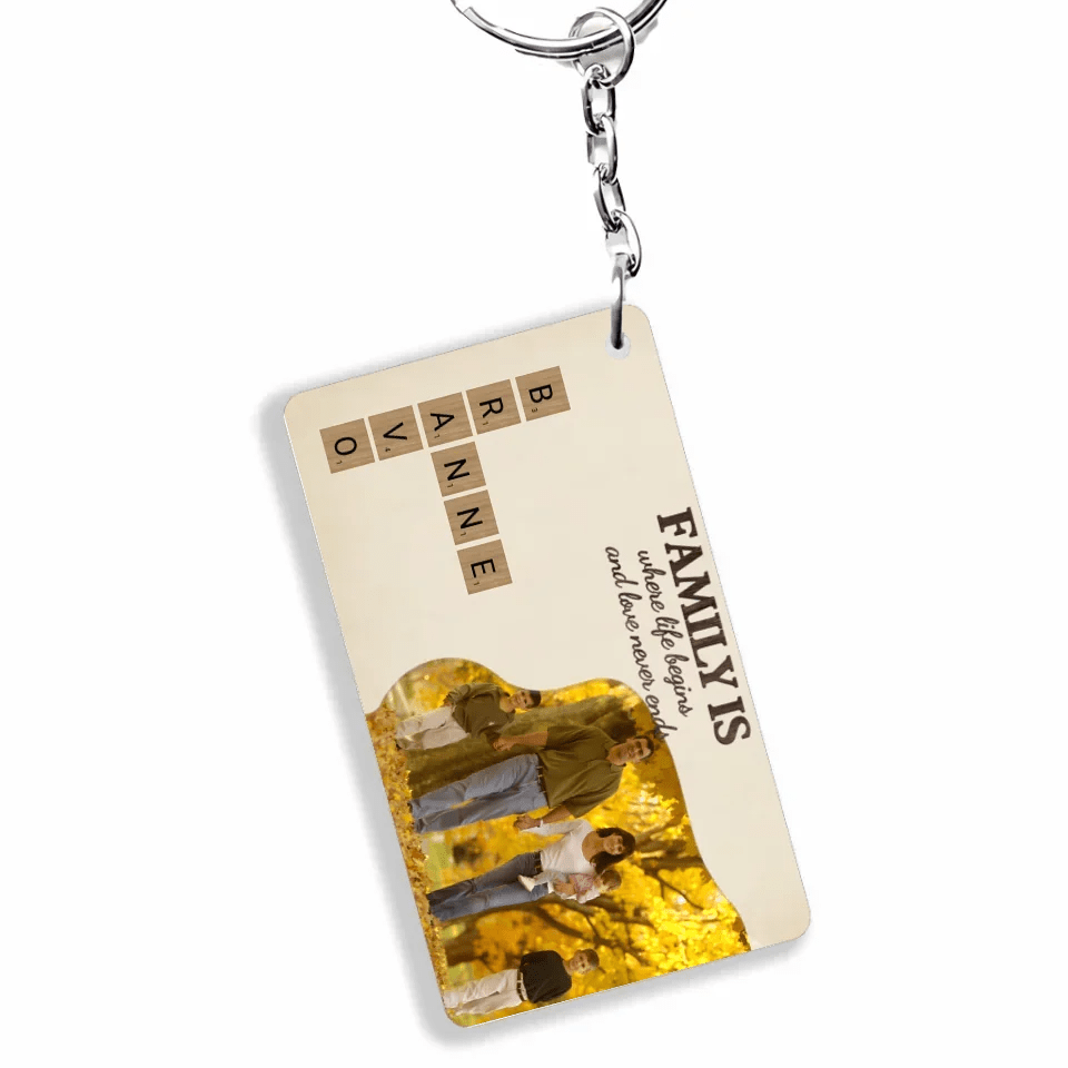 Family is Love with Photo - Customizable Family Acrylic Keychain 737140 - DiyGiftly