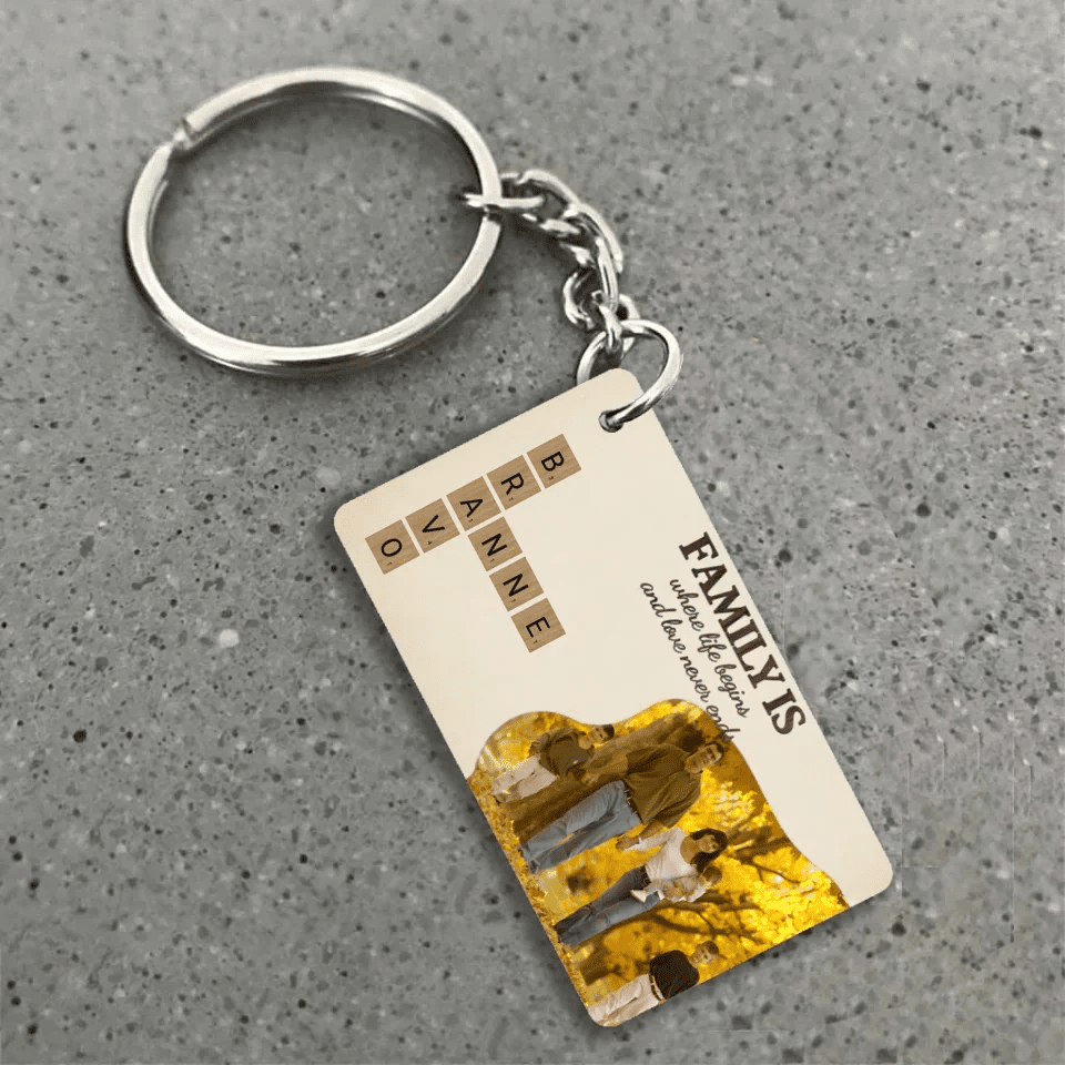 Family is Love with Photo - Customizable Family Acrylic Keychain 737140 - DiyGiftly
