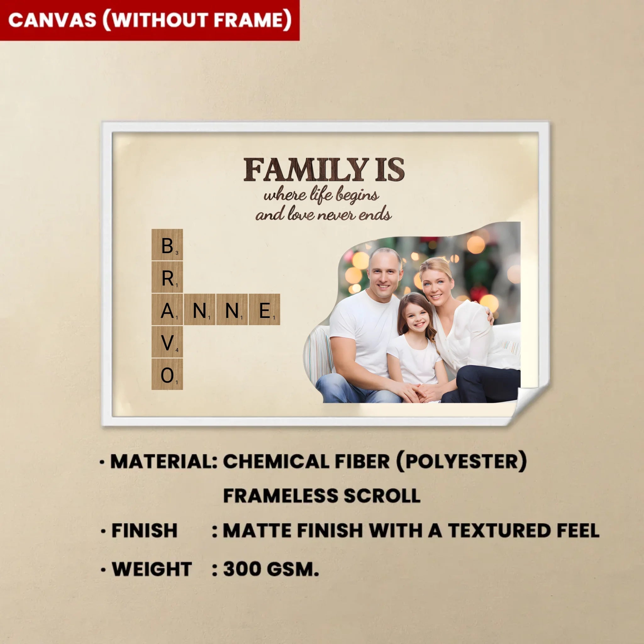 Family is Love with Photo - Customizable Family Canvas 723831 - 723947 - DiyGiftly