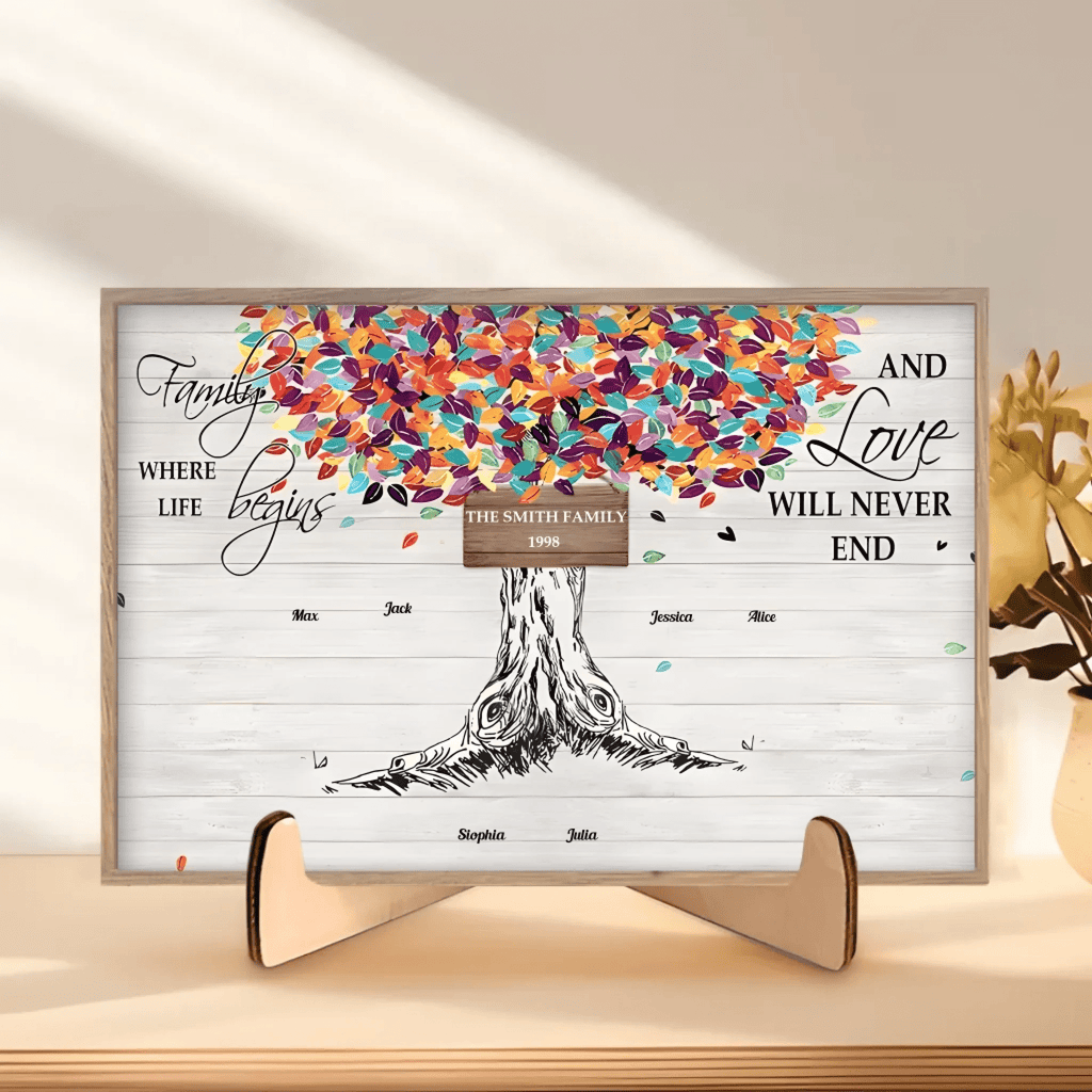 Family Like Branches On A Tree - Personalized Wooden Plaque 714242 - DiyGiftly
