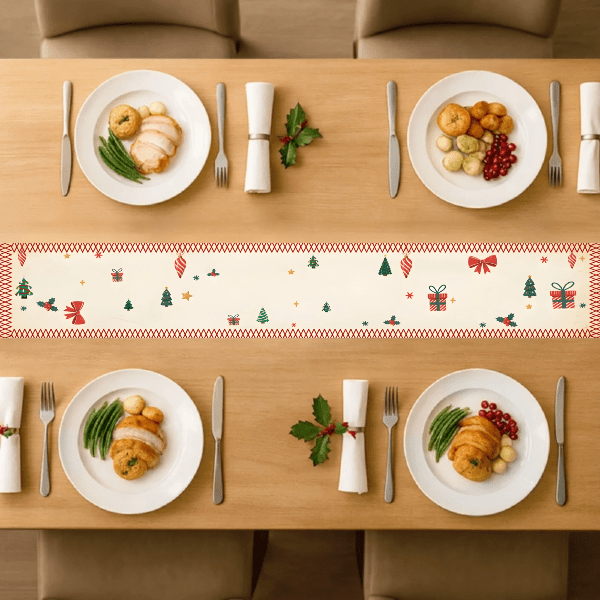 Family Name Word Christmas Theme – Personalized Table Runner with Custom Name – Holiday Dining Table Décor for Christmas Dinner, Winter Parties & Family Gatherings 1059759 - DiyGiftly