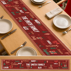 Family Name Word Christmas Theme – Personalized Table Runner with Custom Name – Holiday Dining Table Décor for Christmas Dinner, Winter Parties & Family Gatherings 1059759 - DiyGiftly
