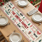 Family Name Word Christmas Theme – Personalized Table Runner with Custom Name – Holiday Dining Table Décor for Christmas Dinner, Winter Parties & Family Gatherings 1059759 - DiyGiftly