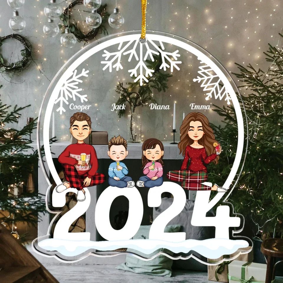 Family Of 3, 4, 5, 6 Jolly Christmas - Personalized 2024 Family Ornament 682220 - DiyGiftly