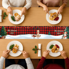 Family Sitting Christmas Plaid Pattern – Personalized Table Runner for Holiday Dinner Table Decor, Custom Family Name Christmas Decoration, Festive Red Plaid Table Linen, Perfect for Christmas Parties, Home Decor & Holiday Gifts 1058873 - DiyGiftly