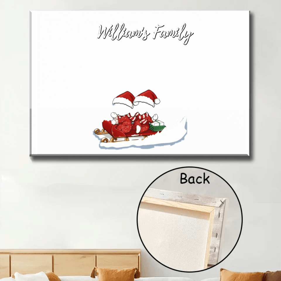 Family Skiing Together At Christmas - Personalized Wrapped Canvas 734461 - 734496 - DiyGiftly