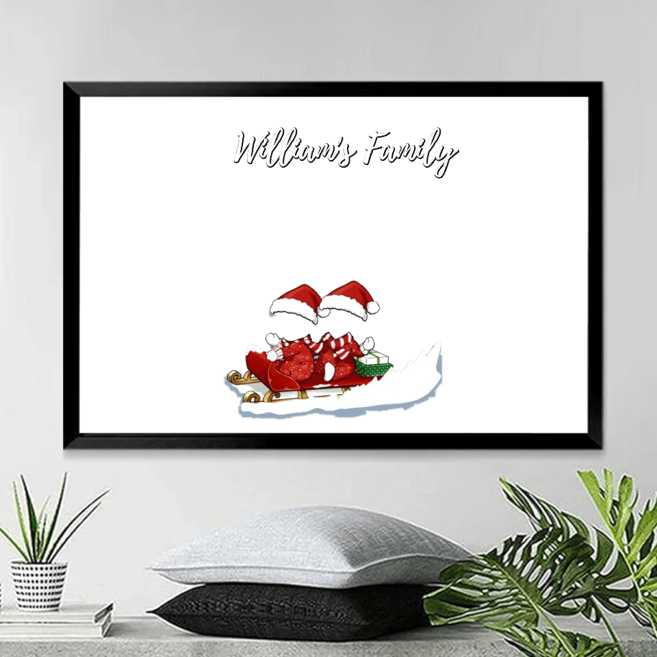 Family Skiing Together At Christmas - Personalized Wrapped Canvas 734461 - 734496 - DiyGiftly