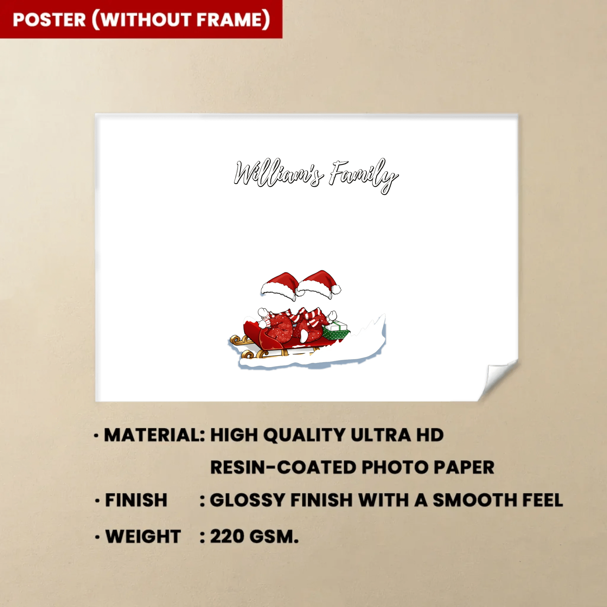 Family Skiing Together At Christmas - Personalized Wrapped Canvas 734461 - 734496 - DiyGiftly