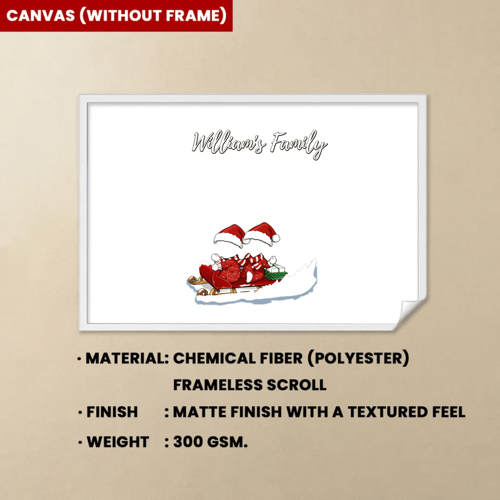 Family Skiing Together At Christmas - Personalized Wrapped Canvas 734461 - 734496 - DiyGiftly