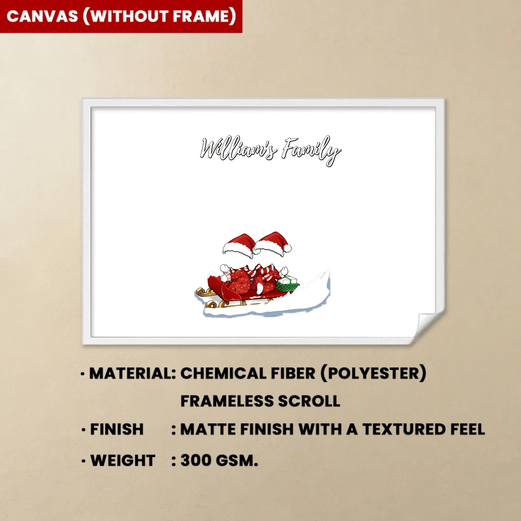 Family Skiing Together At Christmas - Personalized Wrapped Canvas 734461 - 734496 - DiyGiftly