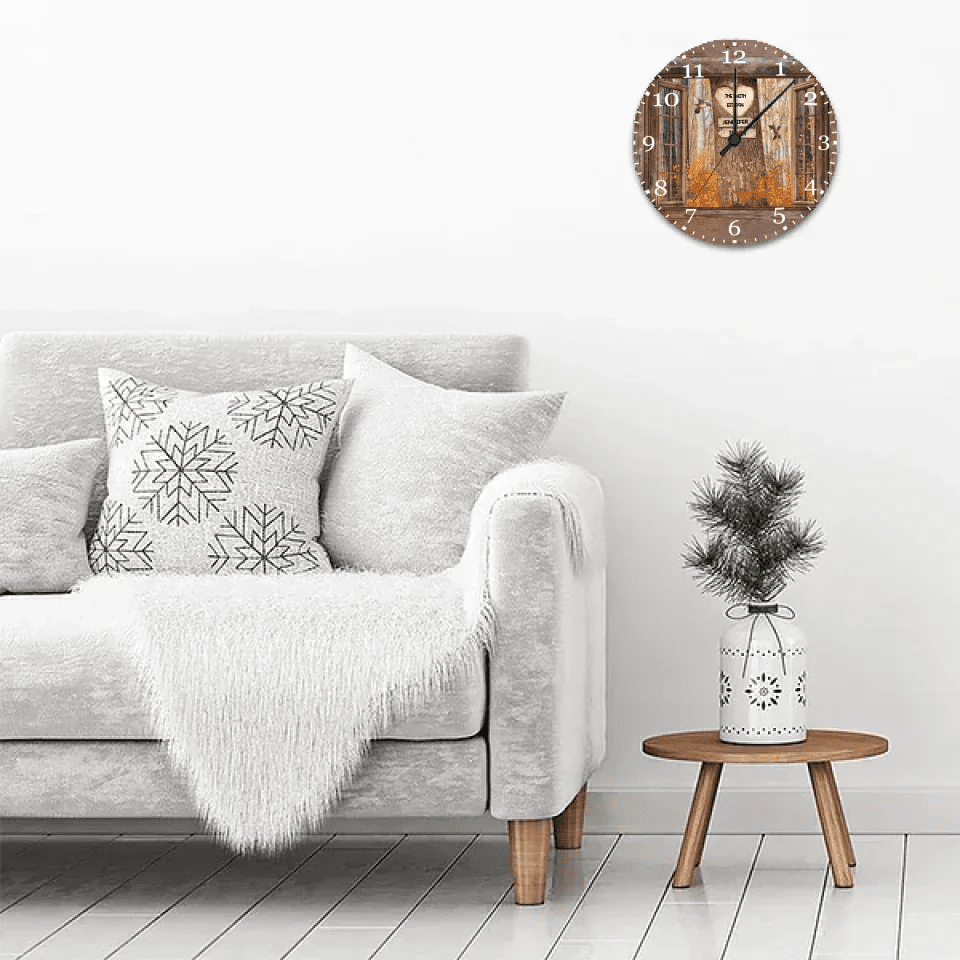 family tree carved multi custom names wooden wall clock for living room decor