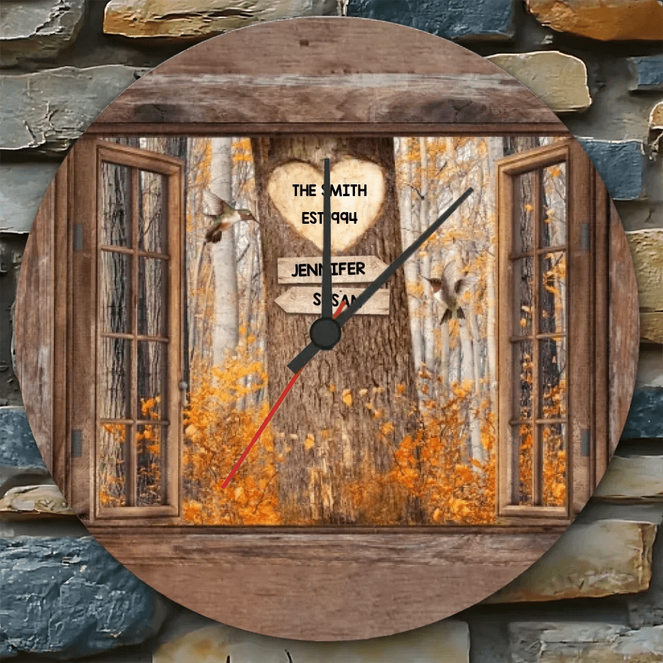 custom names wooden wall clock for living room decor