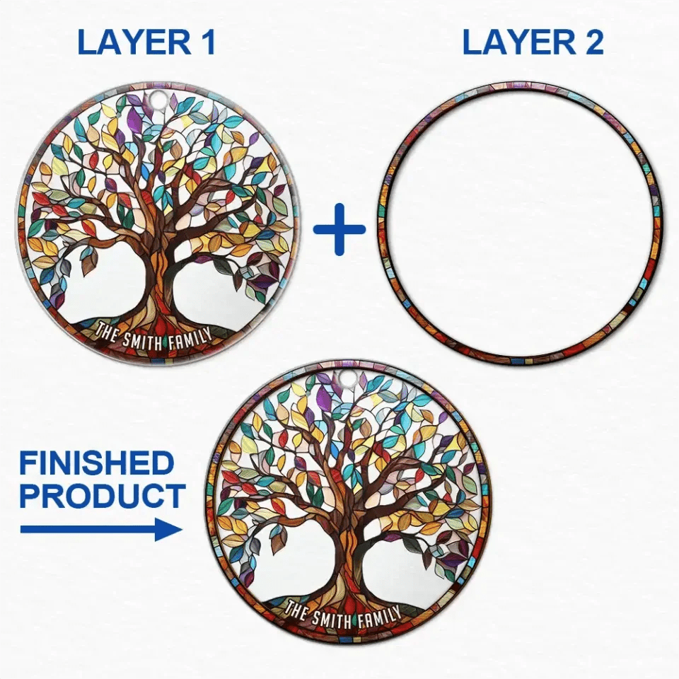 Family Tree Of Life - Personalized 2 - Layered Mix Ornament 687164 - DiyGiftly