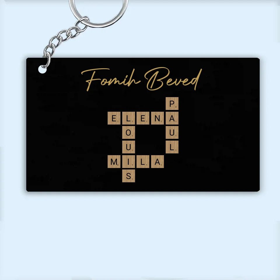 Family With Black Background Crossword - Customizable Acrylic Keychain For Family 737177 - DiyGiftly