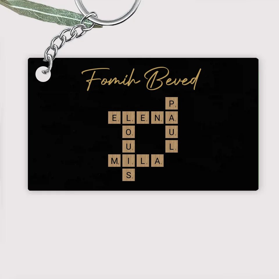 Family With Black Background Crossword - Customizable Acrylic Keychain For Family 737177 - DiyGiftly