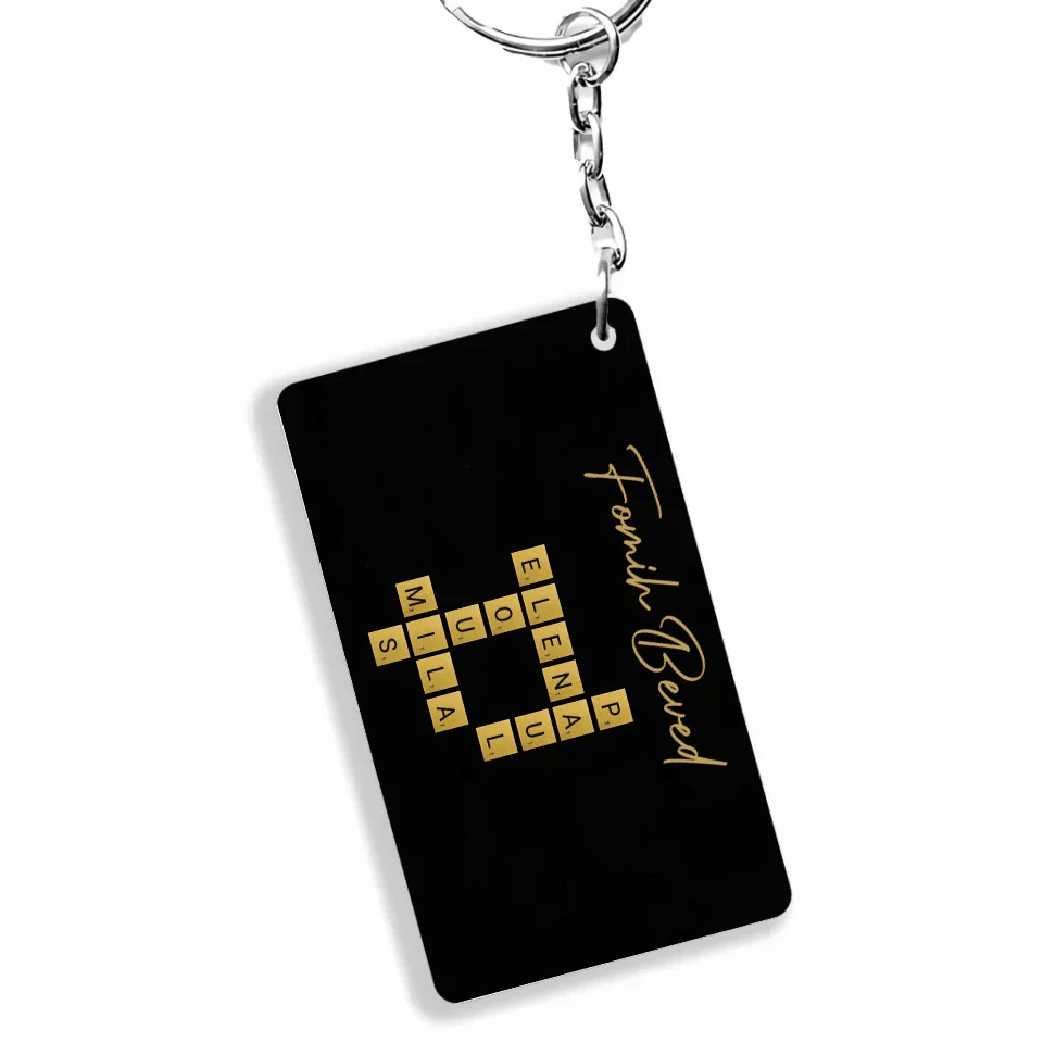 Family With Black Background Crossword - Customizable Acrylic Keychain For Family 737177 - DiyGiftly