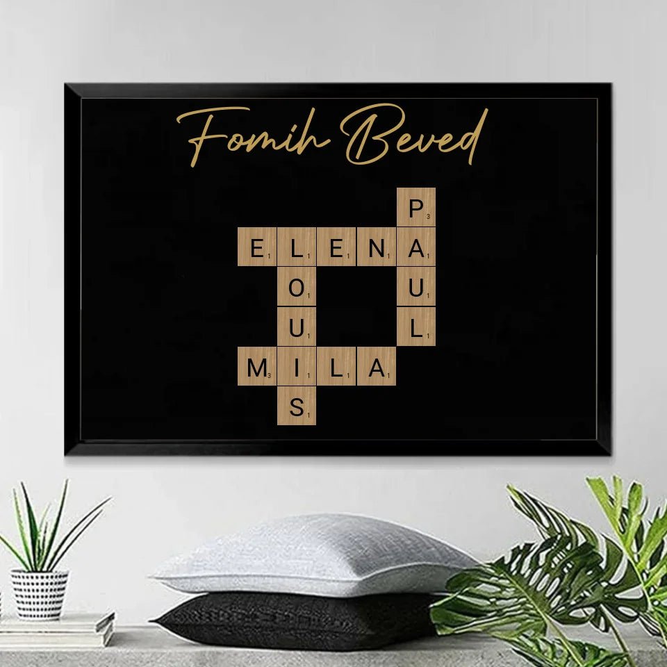 custom name wooden canvas print for living room decor