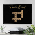 custom name wooden canvas print for living room decor