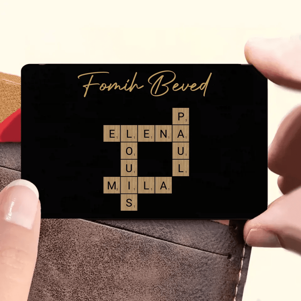 Family With Black Background Crossword - Customizable Wallet Card For Family 724036 - Q - DiyGiftly