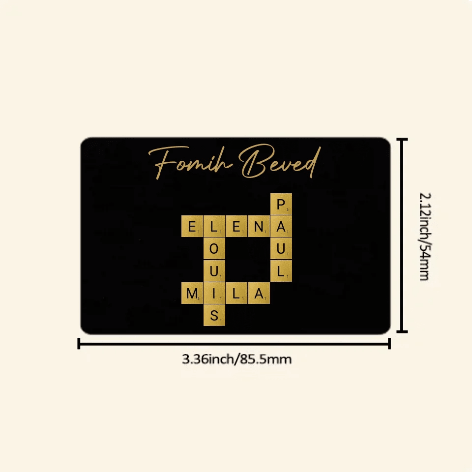 Family With Black Background Crossword - Customizable Wallet Card For Family 724036 - Q - DiyGiftly