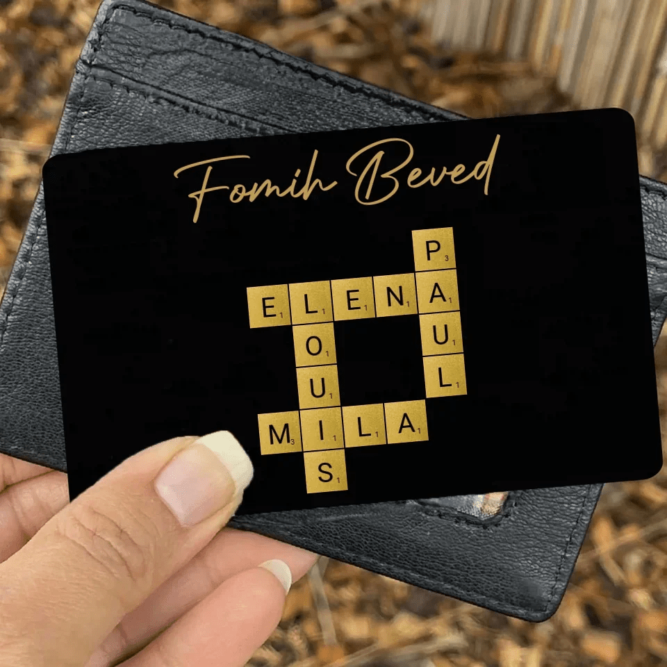 Family With Black Background Crossword - Customizable Wallet Card For Family 724036 - Q - DiyGiftly