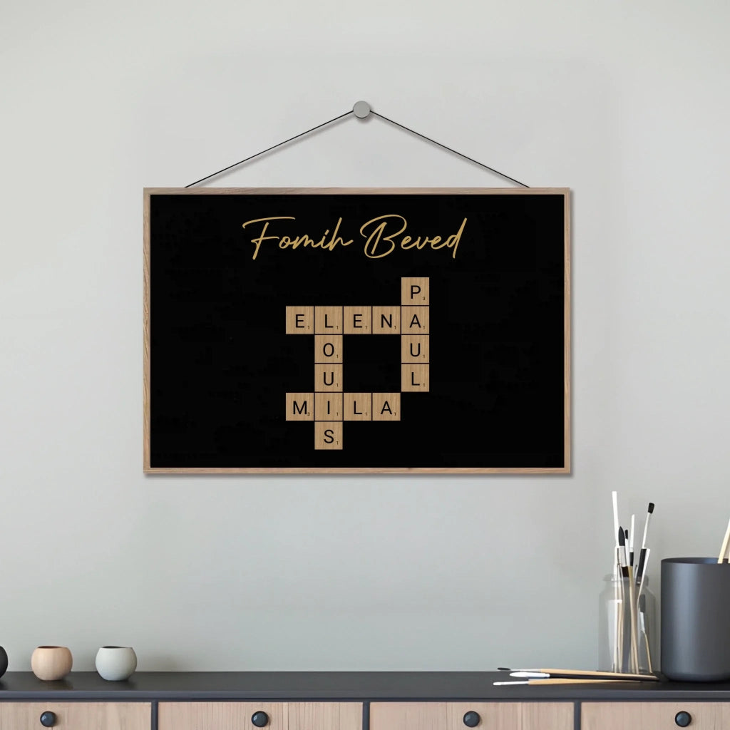 Family With Black Background Crossword - Customizable Wooden Plaque For Family 724036 - DiyGiftly