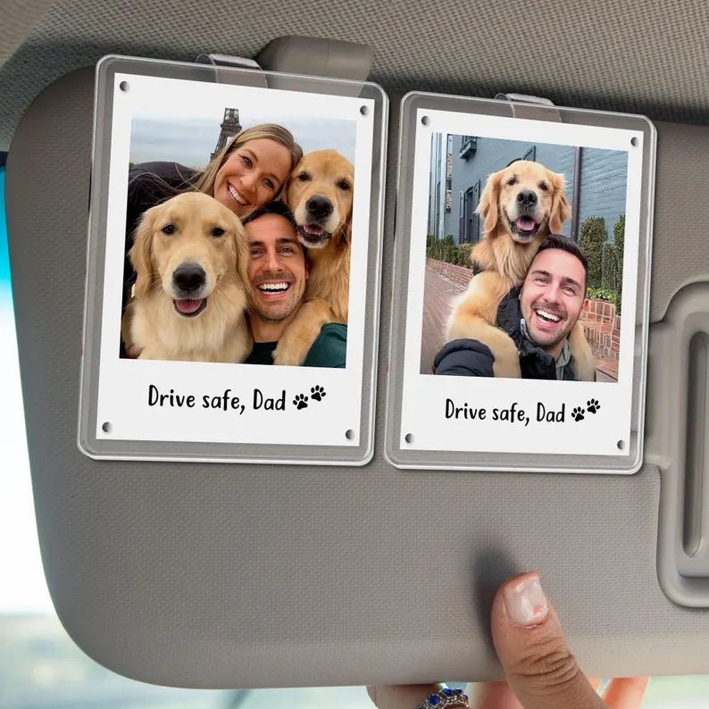 Father's Day Gift, Custom Pet Photo Car Visor Clip, Gift for Dog Dad from Daughter Son, Drive Safe Gift, Papa Gift, Gift For Pet Lovers 23313920 - DiyGiftly