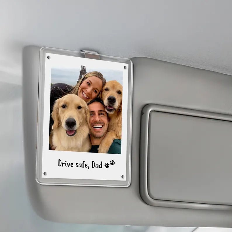 Father's Day Gift, Custom Pet Photo Car Visor Clip, Gift for Dog Dad from Daughter Son, Drive Safe Gift, Papa Gift, Gift For Pet Lovers 23313920 - DiyGiftly