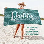 Fathers Day Gifts,Custom Grandpa Beach Towel, Grandkids Name Daddy Pool Towel, Birthday Gift For Dad Papaw, Personalized papa gift 59795456 - DiyGiftly