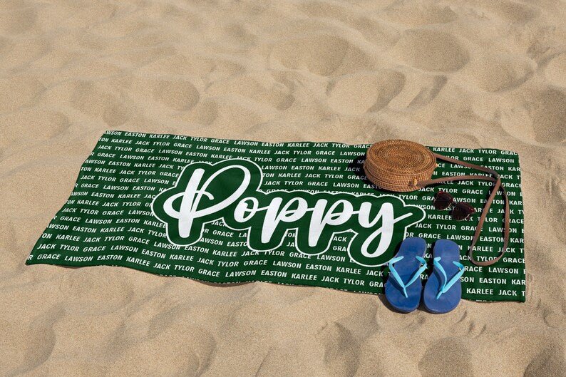 Fathers Day Gifts,Custom Grandpa Beach Towel, Grandkids Name Daddy Pool Towel, Birthday Gift For Dad Papaw, Personalized papa gift 59795456 - DiyGiftly