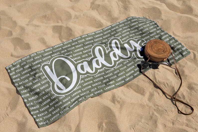 Fathers Day Gifts,Custom Grandpa Beach Towel, Grandkids Name Daddy Pool Towel, Birthday Gift For Dad Papaw, Personalized papa gift 59795456 - DiyGiftly