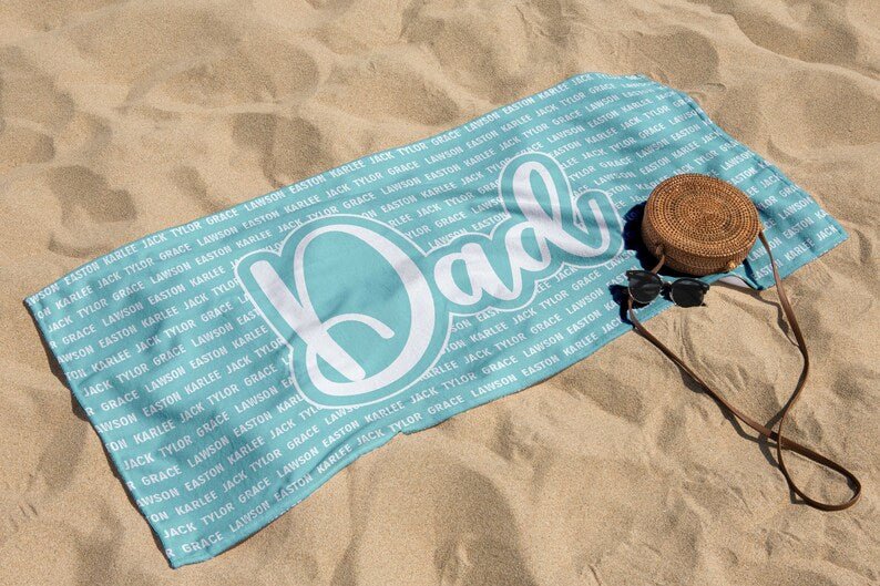 Fathers Day Gifts,Custom Grandpa Beach Towel, Grandkids Name Daddy Pool Towel, Birthday Gift For Dad Papaw, Personalized papa gift 59795456 - DiyGiftly