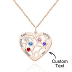 Custom Engraved Name Heart Pendant Necklace with Birthstone