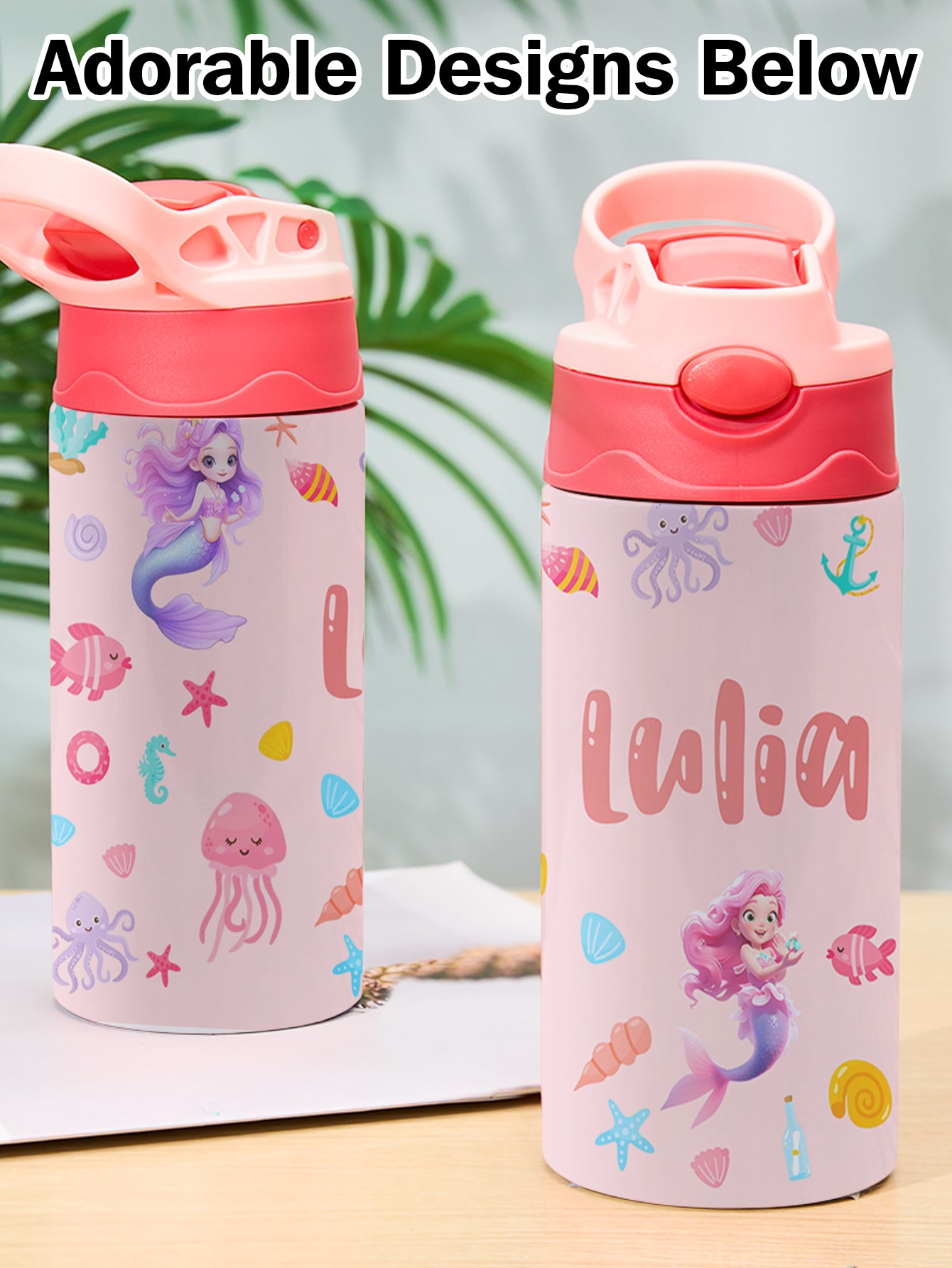 Custom Name Mermaid Stainless Steel Water Cup Children's Day Gift for Kids