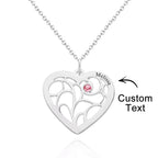 Custom Engraved Name Heart Pendant Necklace with Birthstone
