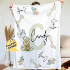 Personalized Winnie the Pooh Throw Blanket with Name Nursery Decor Birthday Baby Shower Gift for Kids