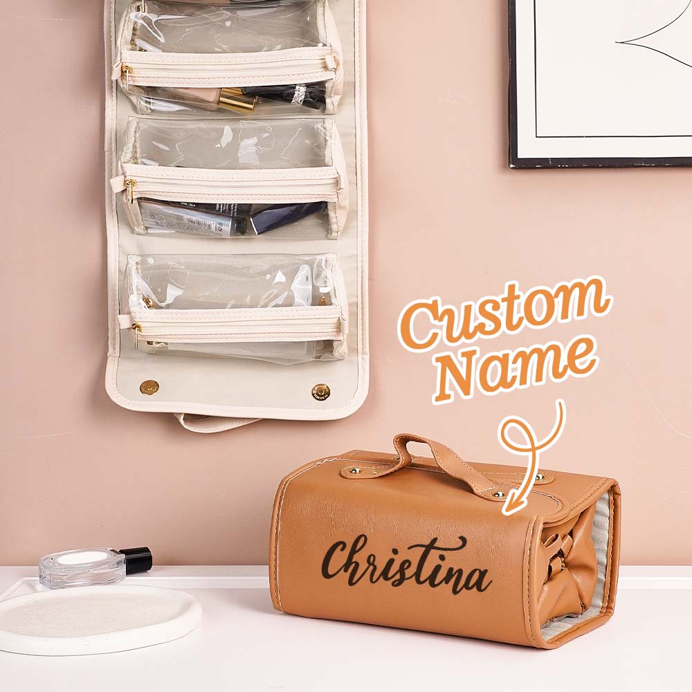 Personalized Name Makeup Bag Custom Cosmetic Storage Pouch Birthday Gift
