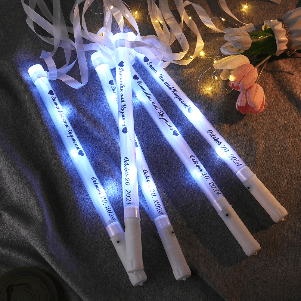 Let Every Exit Shine with Celebration - Personalized LED Wedding Wands - Custom Ribbon Light Party Favors For Wedding Party Gift Ideas