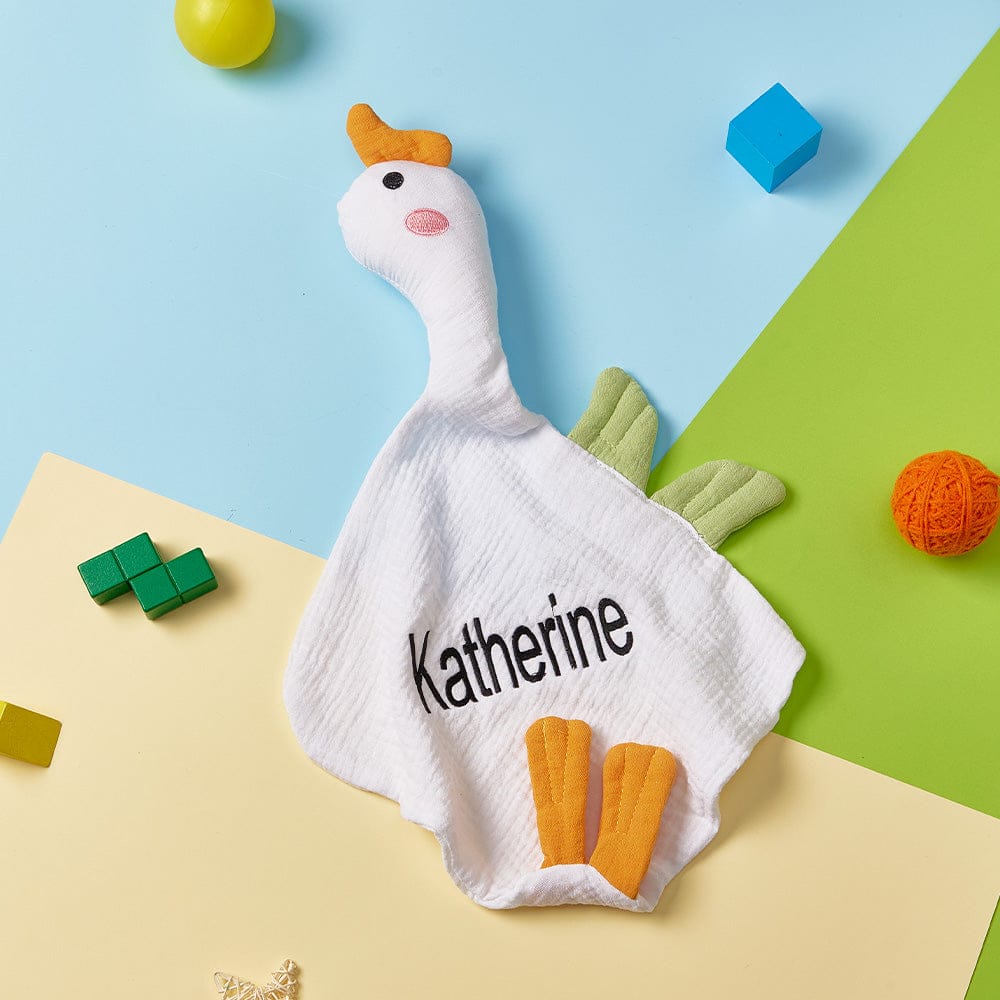 Personalized Baby Soothing Towel Soft Sleeping Swan Towel with Embroidered Name Gift for Baby