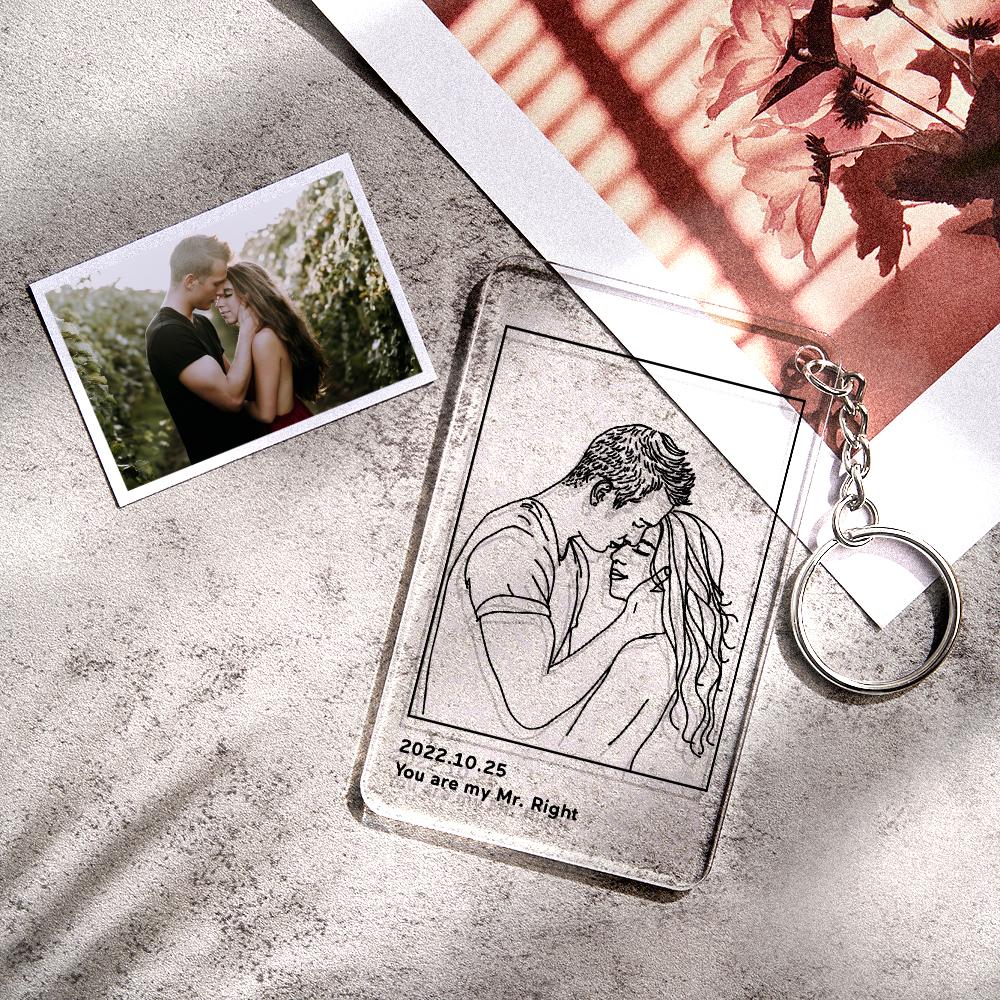 Gifts for Him Custom 3D Photo Keychain Photo Keychain Personalized Frame with Engraved