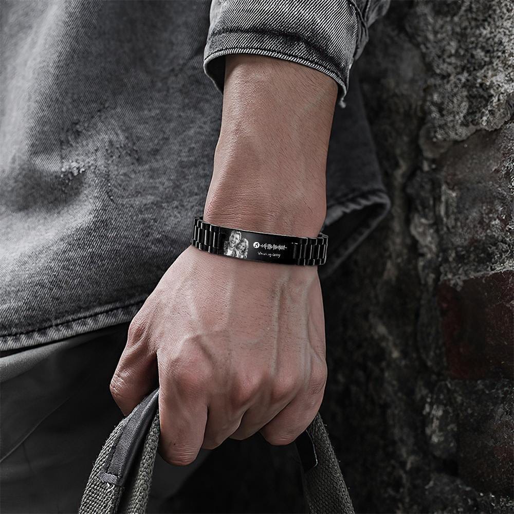 Personalized Music Code Bracelet with Your Photo Perfect Gift for Couple for Anniversary