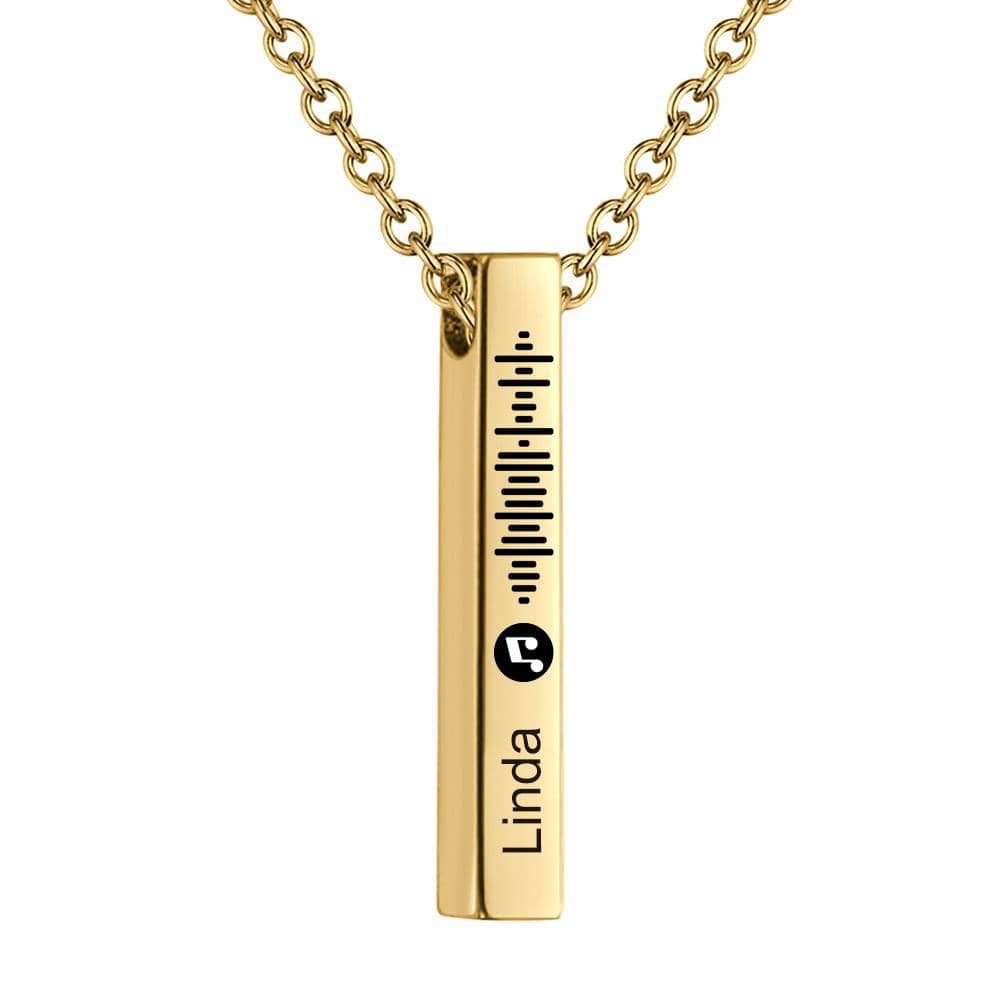Personalized Custom Music Scan Song Music Code Necklace Flexible Square Shaped Bar Necklace Engraved Name Pendant Jewelry Gift